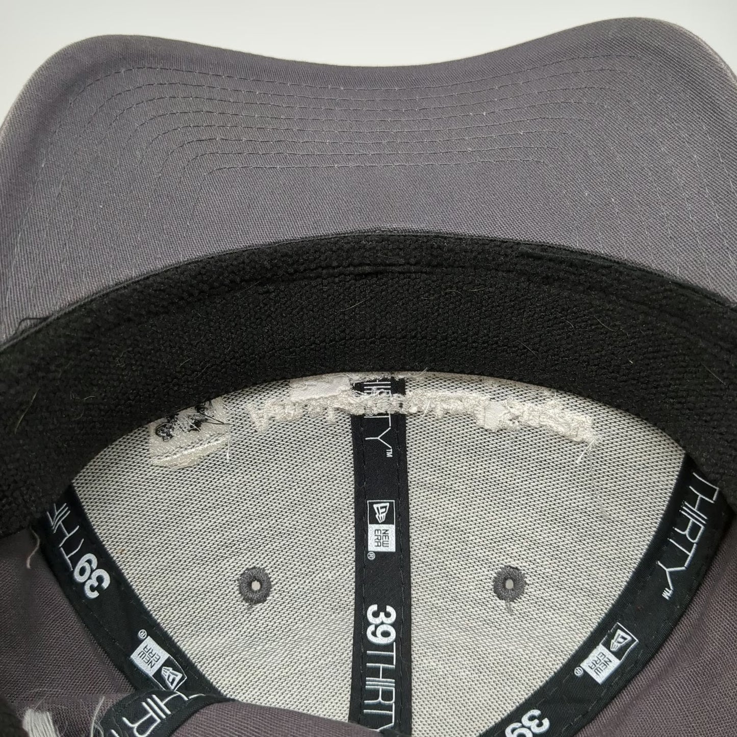 New Era Baseball Cap Gray M Amalgamated Sugar White Satin Stretch Fit Hat