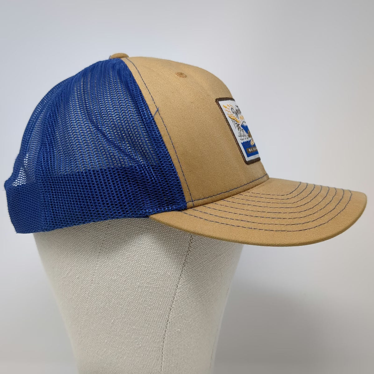 Western Aloha Trucker Hat Brown Blue One Size Big Island Hawaii Surf Board Patch