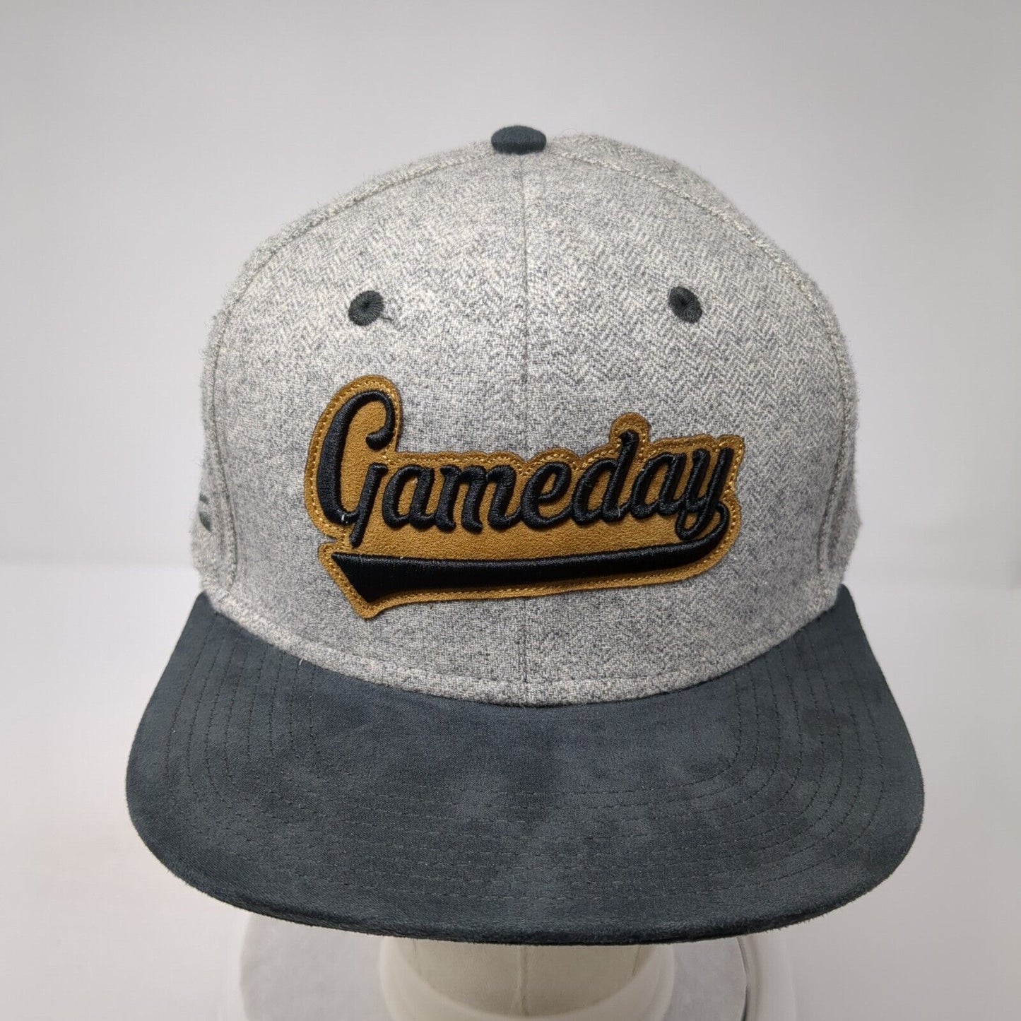 Gameday Patch Snapback Hat Gray One Size Adjustable Herringbone Pukka
