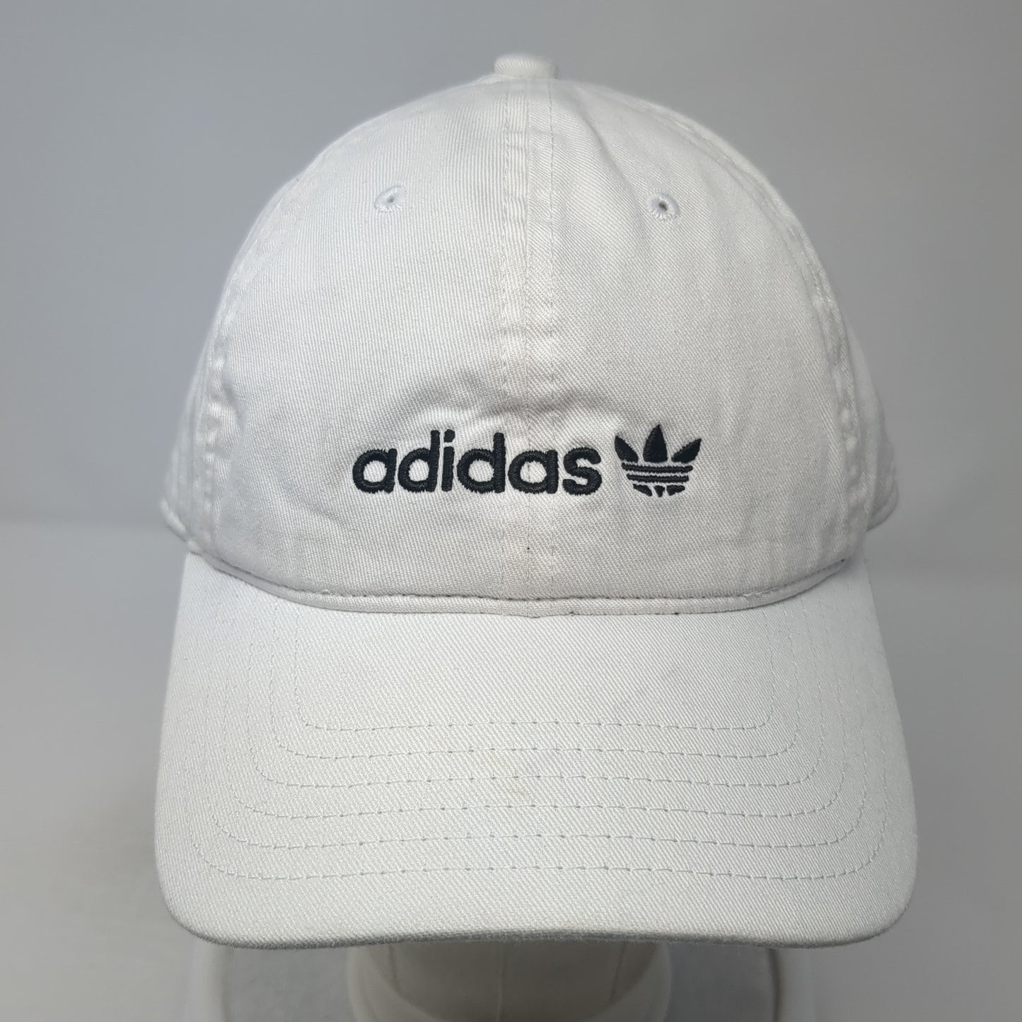 Adidas Trefoil Slideback Hat White One Size Adjustable Solid Vent Holes