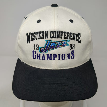Utah Jazz NBA Twins Enterprise Snapback White Black 1998 Champions Hat Vintage