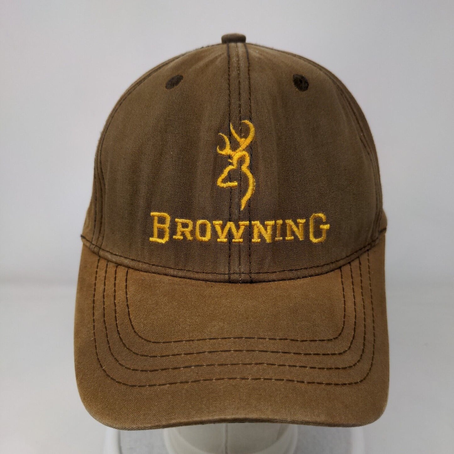 Browning Strapback Hat Brown OSFA Adjustable Embroidered Vented Holes Cotton
