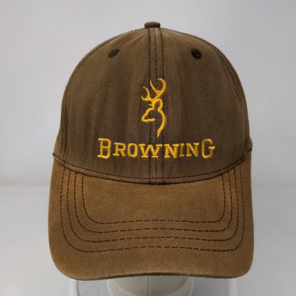 Browning Strapback Hat Brown OSFA Adjustable Embroidered Vented Holes Cotton