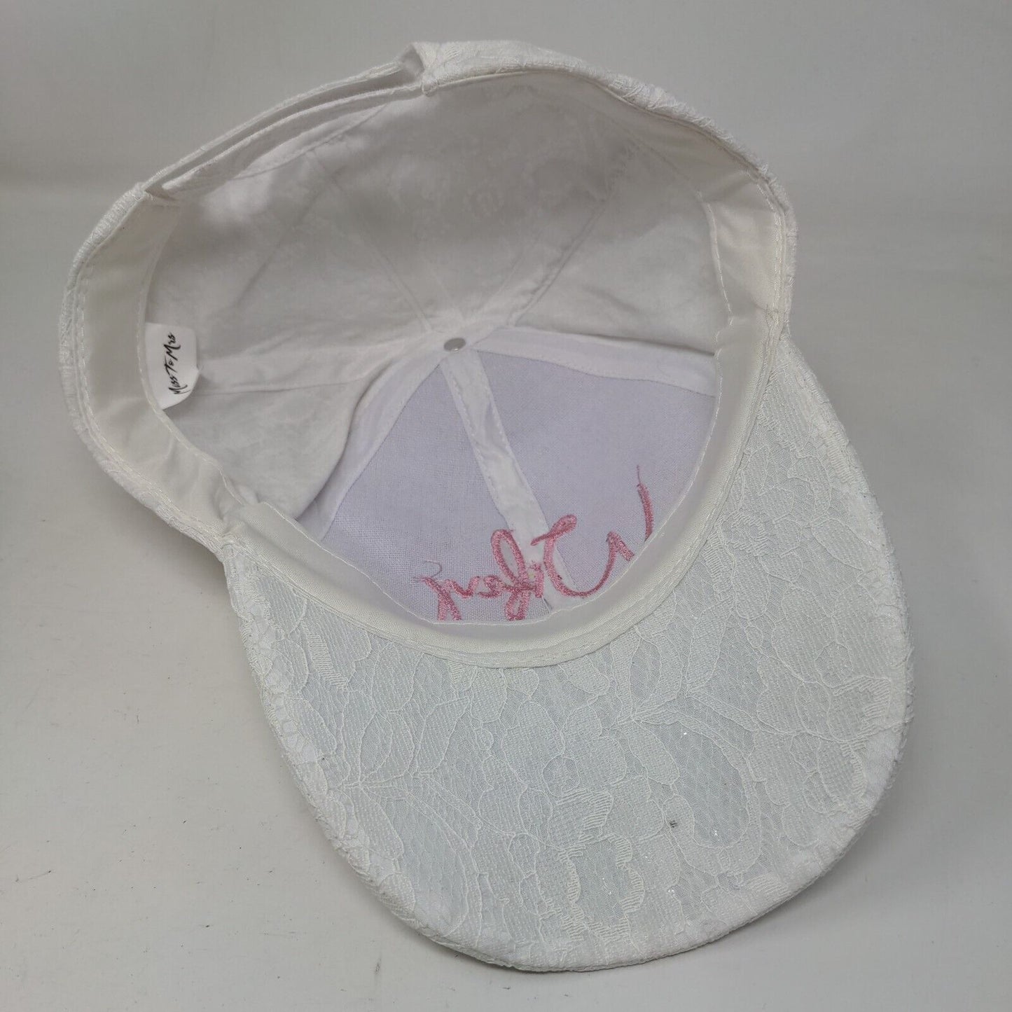Wifey Strapbck Hat White One Size Adjustable Lace Trim Embroidered Miss To Mrs