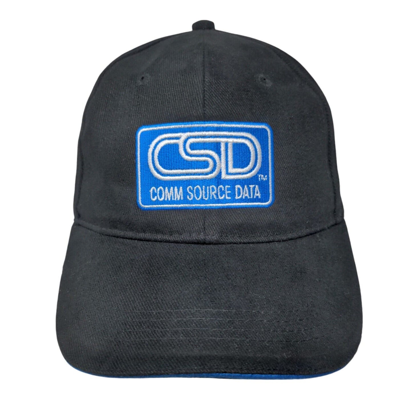 Comm Source Data Strapback Hat Black One Size Adjustable Embroidered 6 Panel
