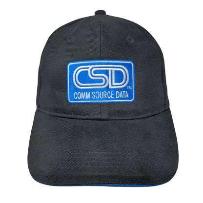 Comm Source Data Strapback Hat Black One Size Adjustable Embroidered 6 Panel