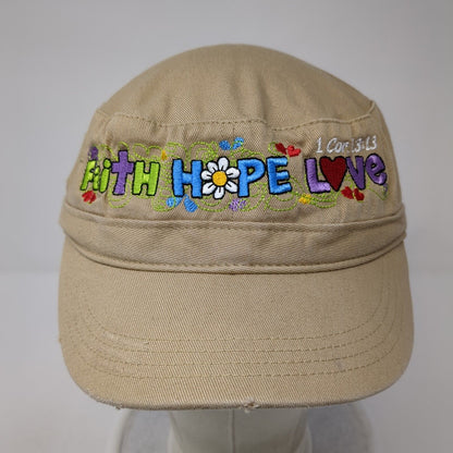 Faith Hope Love 1 Cor. 13:13 Cadet Army Cap Tan One Size Embroidered District