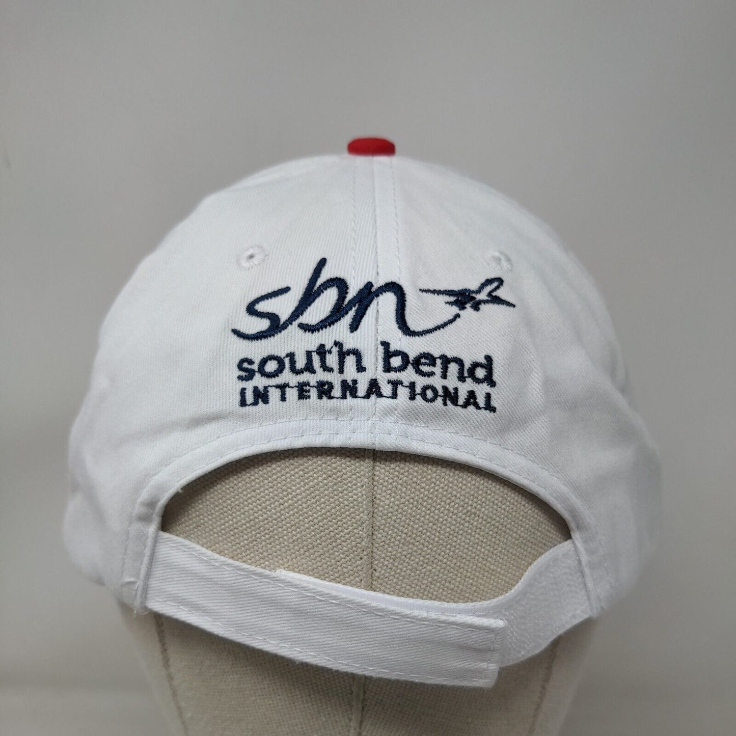 South Bend International Airport Strapback Hat Red White Blue Embroidered Logo