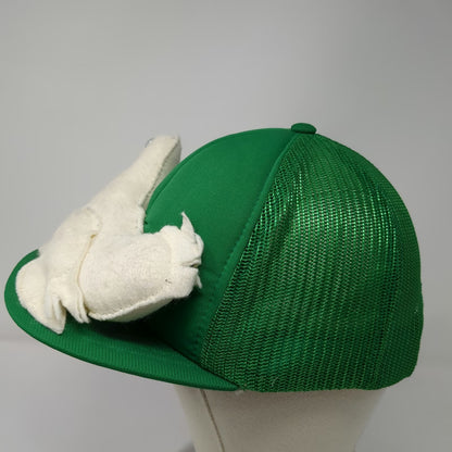 Green White Trucker Hat 3D Plush Bird Duck Chicken Novelty Foam Mesh Gag Vintage