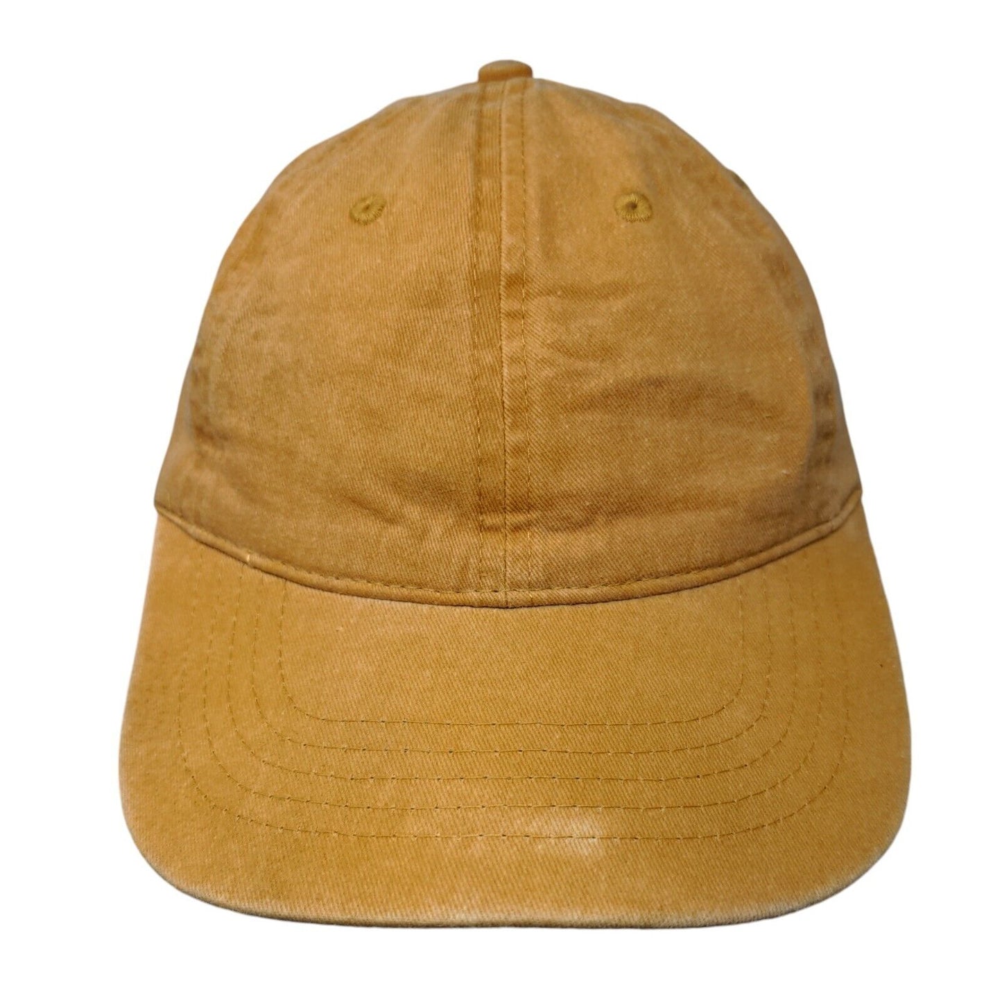 Unbranded Strapback Hat Orangish-Tan One Size Vented Holes 6 Panel Blank