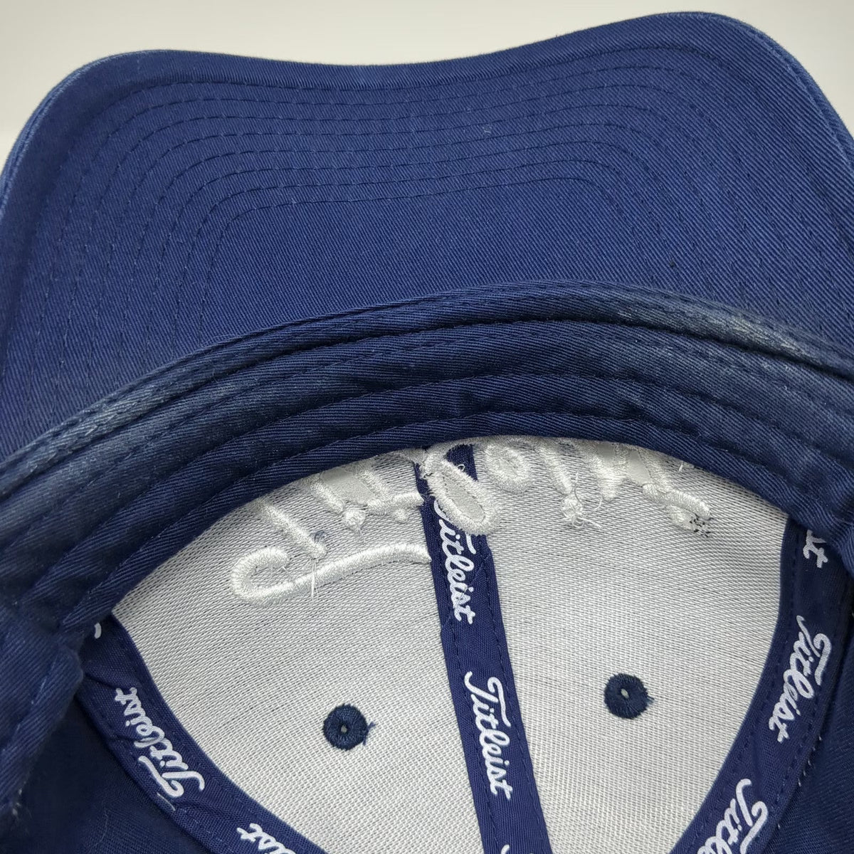 Titleist Baseball Cap Blue White One Size Conner Strong Cotton Slideback Hat