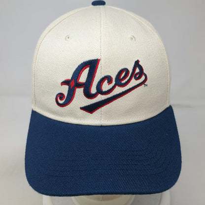 Reno Aces Snapback Hat White Blue Red One Size Script Logo Structured Polyester