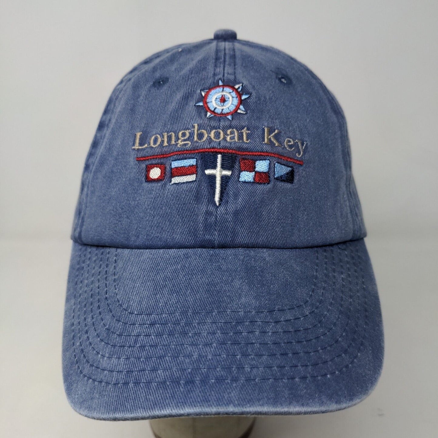 BJR Classic Headwear Men's Strapback Hat Blue Embroidered Longboat Key Logo