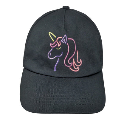 Unicorn Strapback Hat Black One Size Adjustable Solid Vent Holes