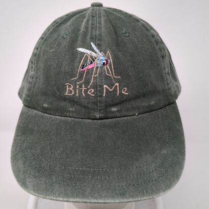 Zkapz Baseball Cap Green One Size Bite Me Mosquito Embroidered Leather Strap Hat