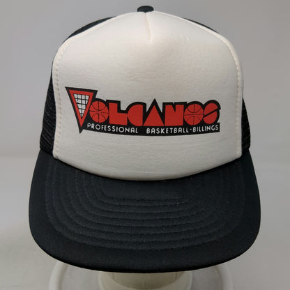 AJD Trucker Hat Black White L Billings Volcanos Pro Basketball Mesh Snapback Cap