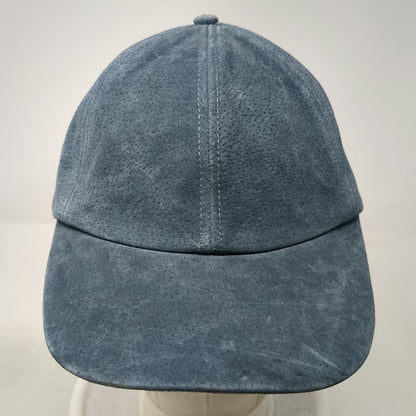 Wyeth Baseball Cap Blue One Size Perforated Leather Suede Buckle Slideback Hat