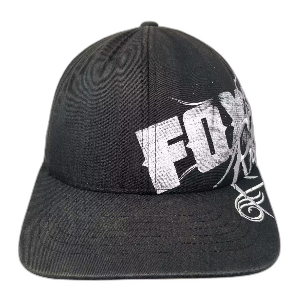 Fox Racing Flexfit Cap Black White Riders Co Graphic Embroidered Logo Hat Size M