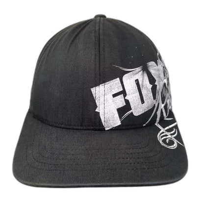 Fox Racing Flexfit Cap Black White Riders Co Graphic Embroidered Logo Hat Size M