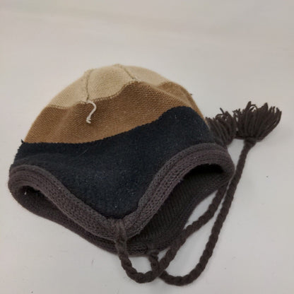 Unbranded Beanie Hat Brown One Size Ear Flap Blank Braided Pom Pom Winter