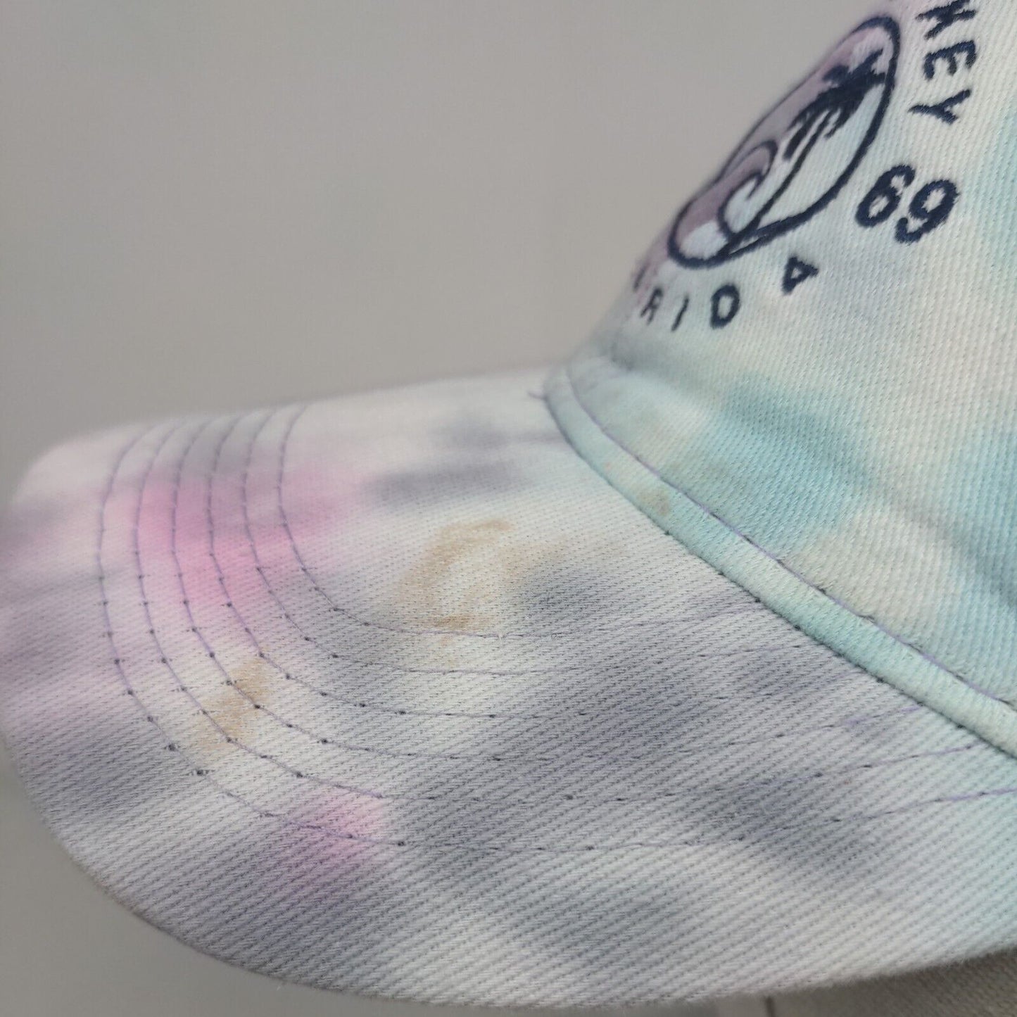 Cedar Key Florida 1869 Slideback Hat Multi One Size Embroidered Tie Dye