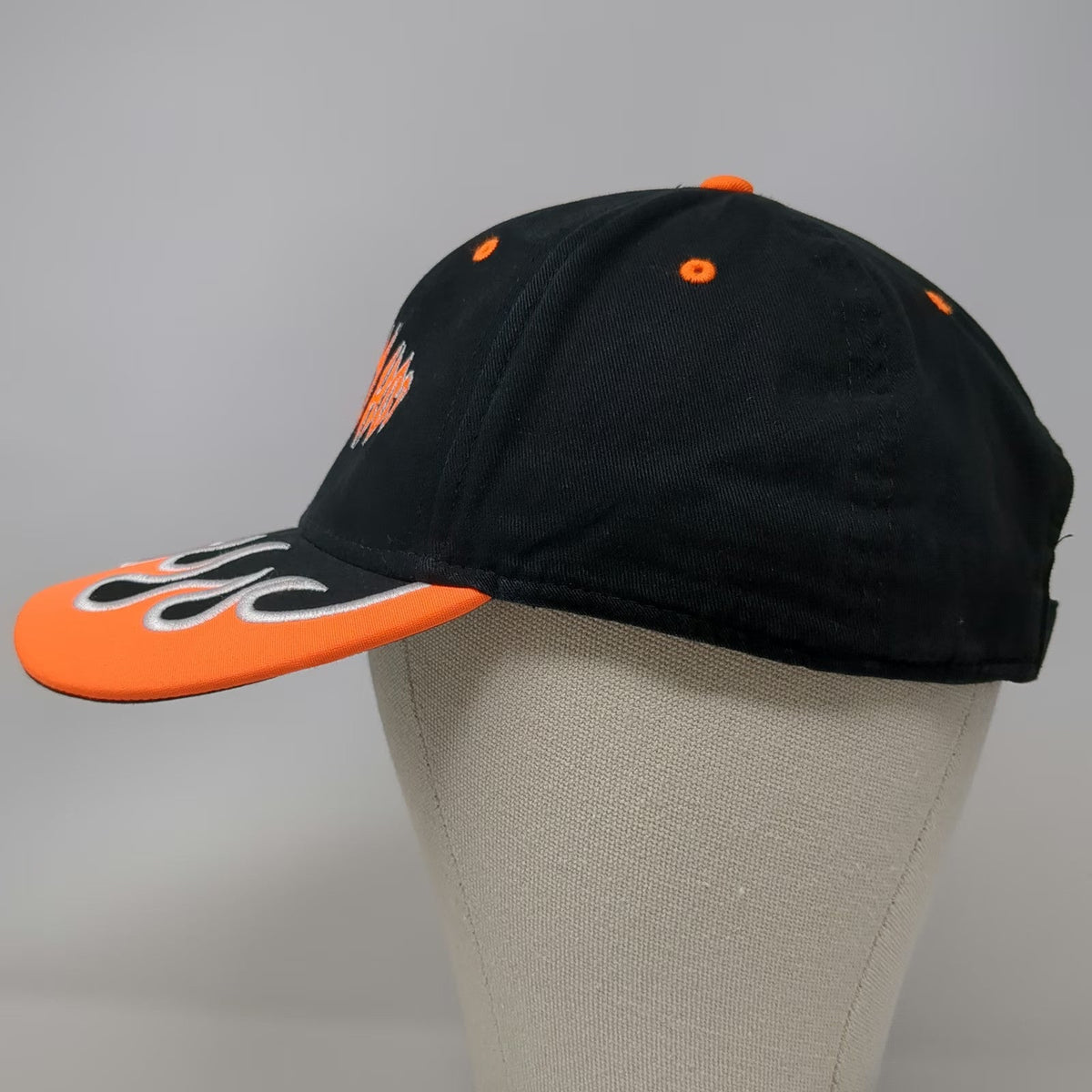 Otto Baseball Cap Black Orange One Size Coming In Hot Flame Brim Strapback Hat