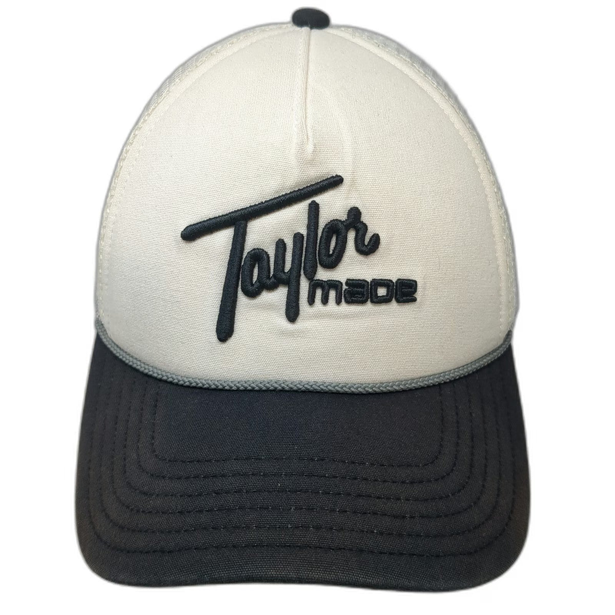 TaylorMade Trucker Hat White One Size Mesh Snapback Golf Rope Brim Script Logo