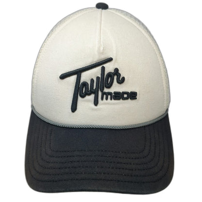 TaylorMade Trucker Hat White One Size Mesh Snapback Golf Rope Brim Script Logo