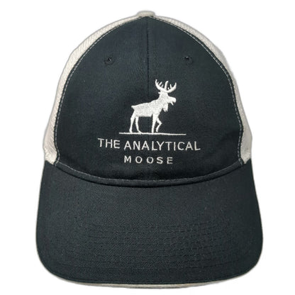 Baseball Cap Black White One Size Mesh Back Strapback Analytical Moose Hat
