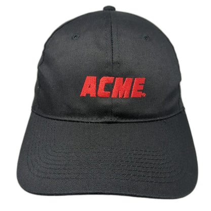 Big Custom Baseball Cap Black One Size ACME Logo Embroidered Strapback Hat