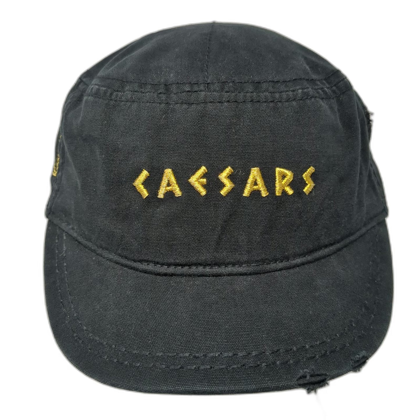 Caesars Black Army Cap One Size Side Zipper Embroidered Strapback Cotton Hat