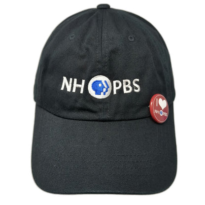 Yupoong Baseball Cap Black One Size NH PBS Logo Hat Adjustable Slideback Pin