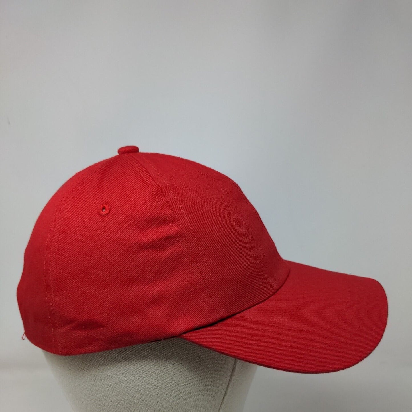 Unbranded Strapback Hat Red One Size Adjustable Vented Holes 6 Panel Blank