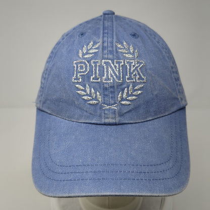 PINK Slideback Hat Blue OS Adjustable Glittered Embroidered Victoria's Secret
