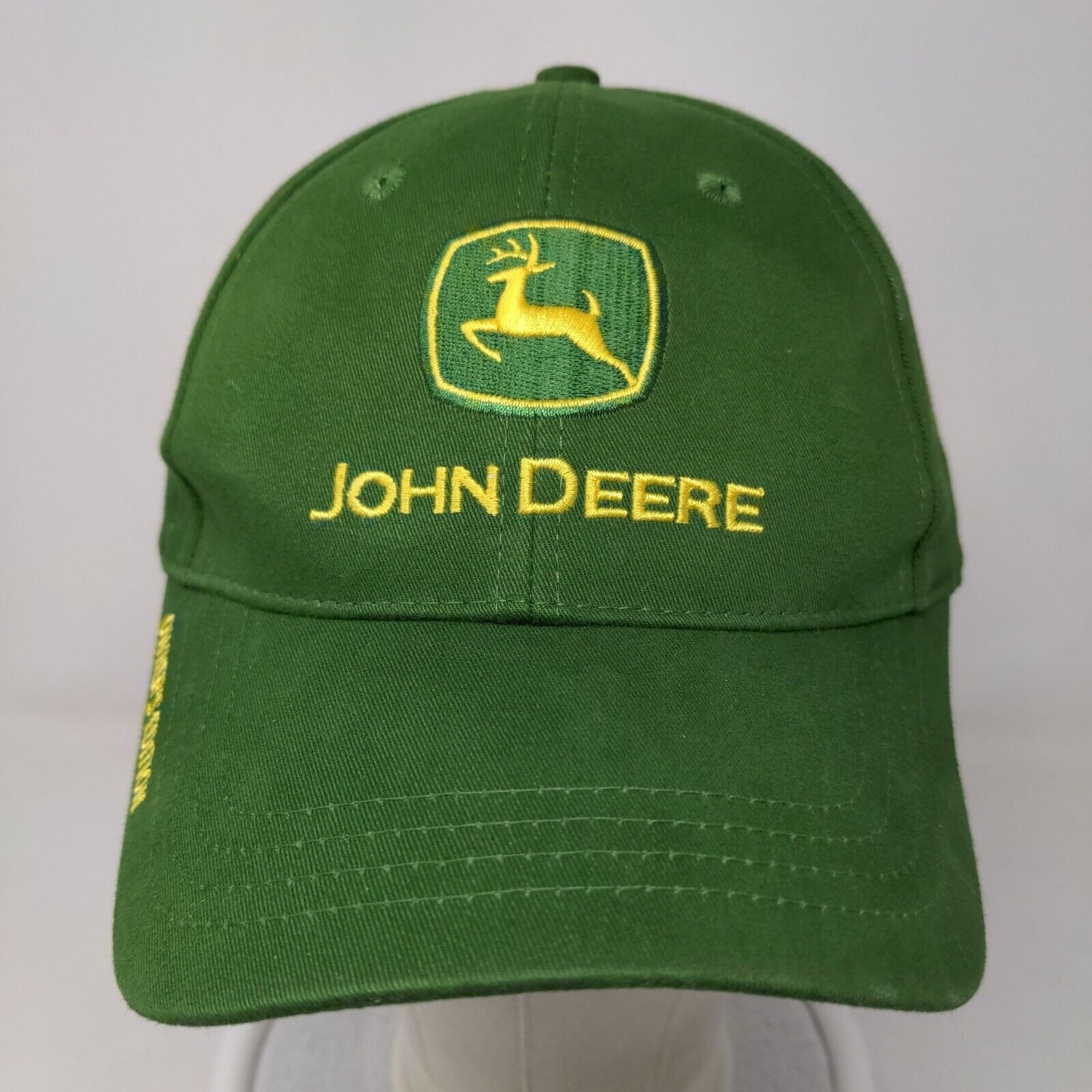 John Deere Mens Slideback Hat Green Yellow Embroidered Nothing Runs Like a Deere