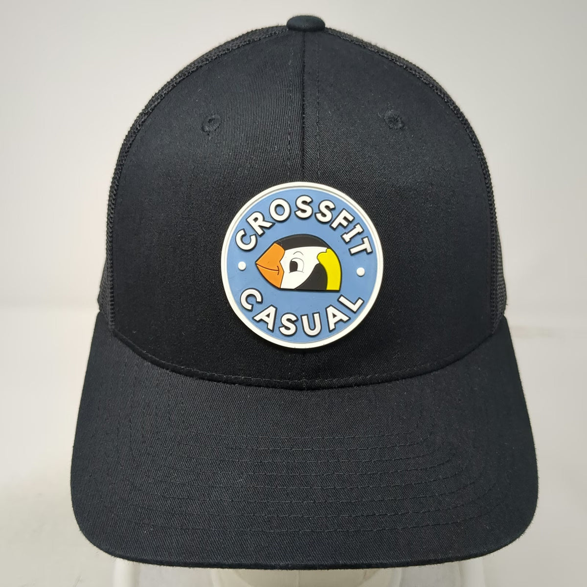 Yupoong Trucker Hat Black One Size CrossFit Casual Puffin Bird Patch Snapback