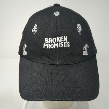 Broken Promises Baseball Cap Black One Size Roses Snakes Hearts Hat Strapback