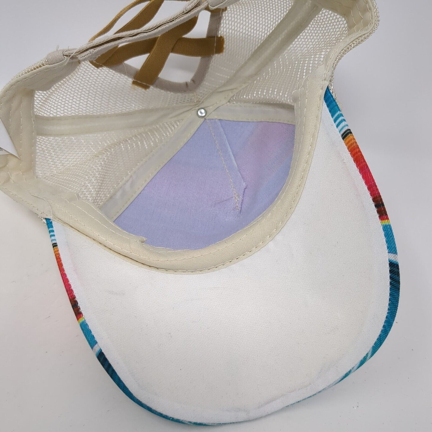 Unbranded Ponyback Strapback Hat Multicolor OS Adjustable Striped Mesh Back