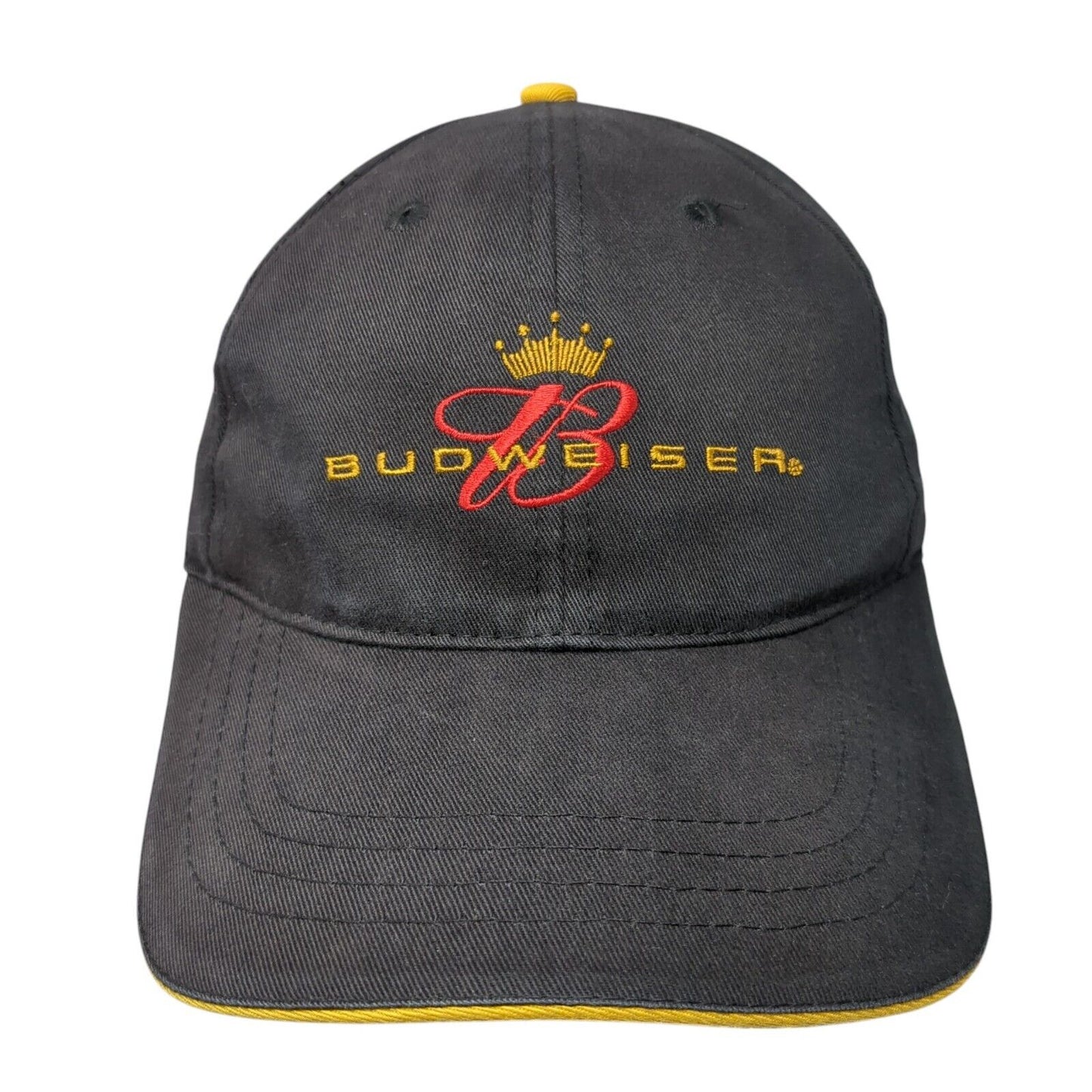 Budweiser Slideback Hat Black One Size Adjustable Embroidered 6 Panel Cotton