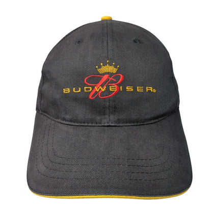 Budweiser Slideback Hat Black One Size Adjustable Embroidered 6 Panel Cotton