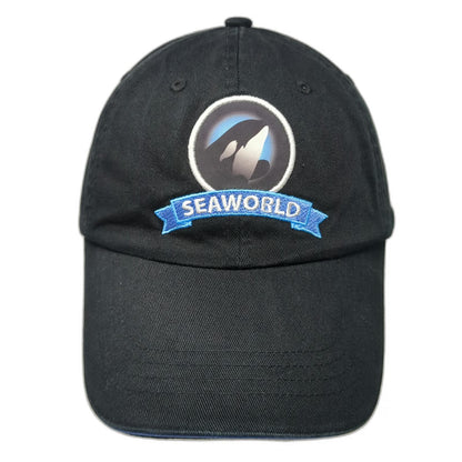 SeaWorld Adventure Parks Baseball Cap Black One Size Orca Whale Strapback Hat
