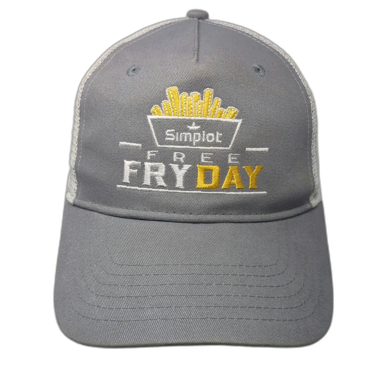 Quake City Caps 5 Panel Gray One Size Mesh Snapback Simplot Free Fryday Hat
