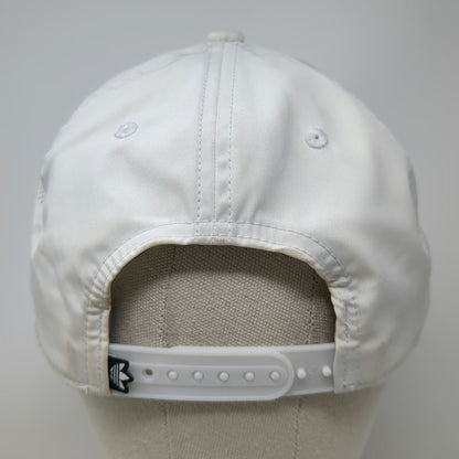 Adidas Snapback Hat White One Size Perforated 3-Stripes Rubberized Logo 6 Panel