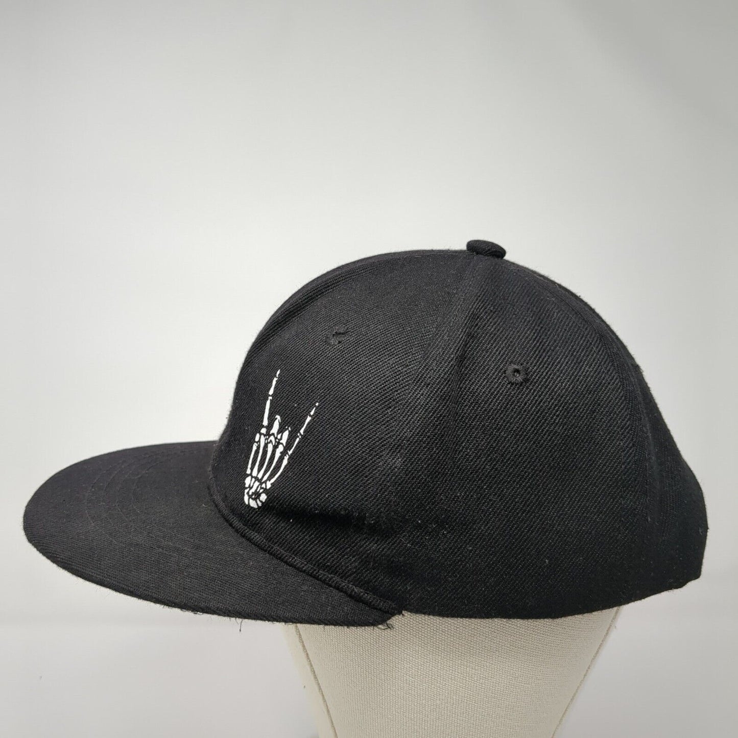 Skeleton Hand Rock On Snapback Hat Black One Size Adjustable 6 Panel