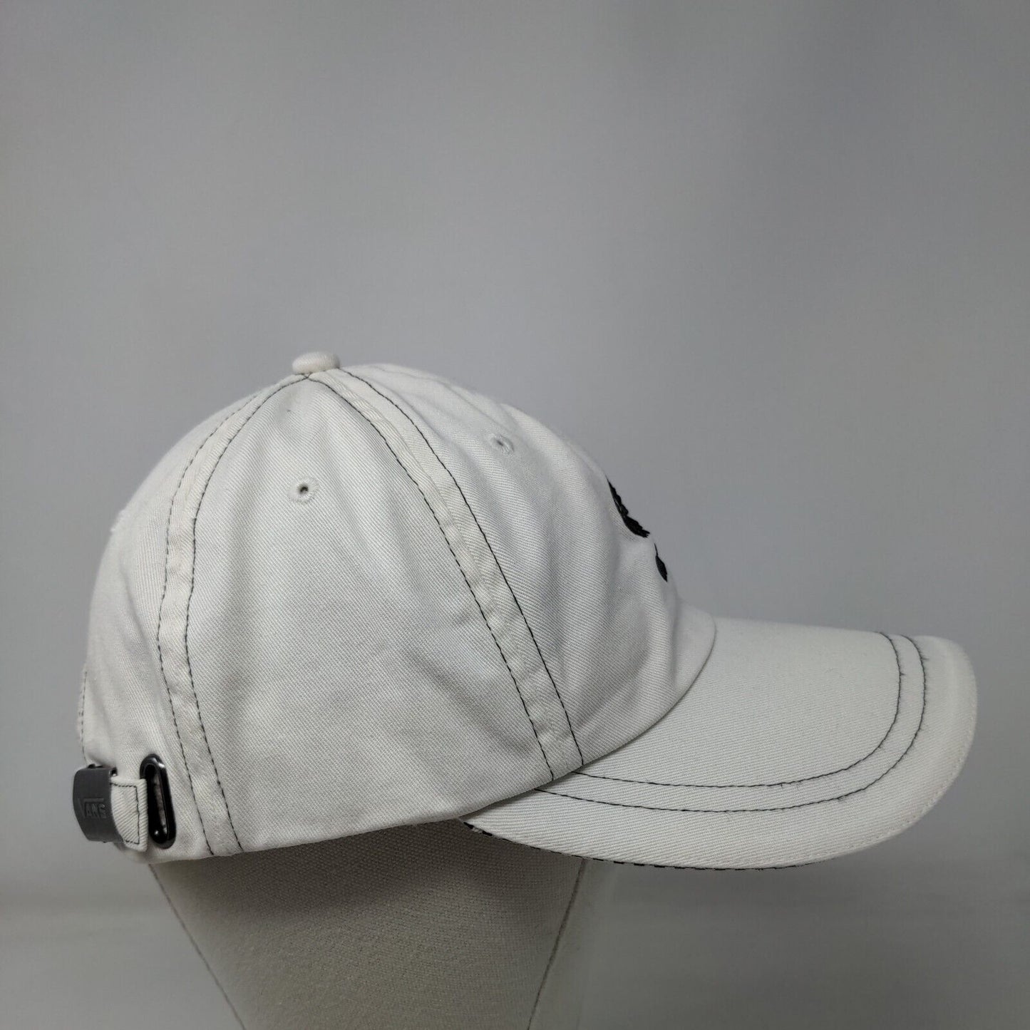 VANS Slideback Hat White One Size Adjustable Embroidered 6 Panel Cotton