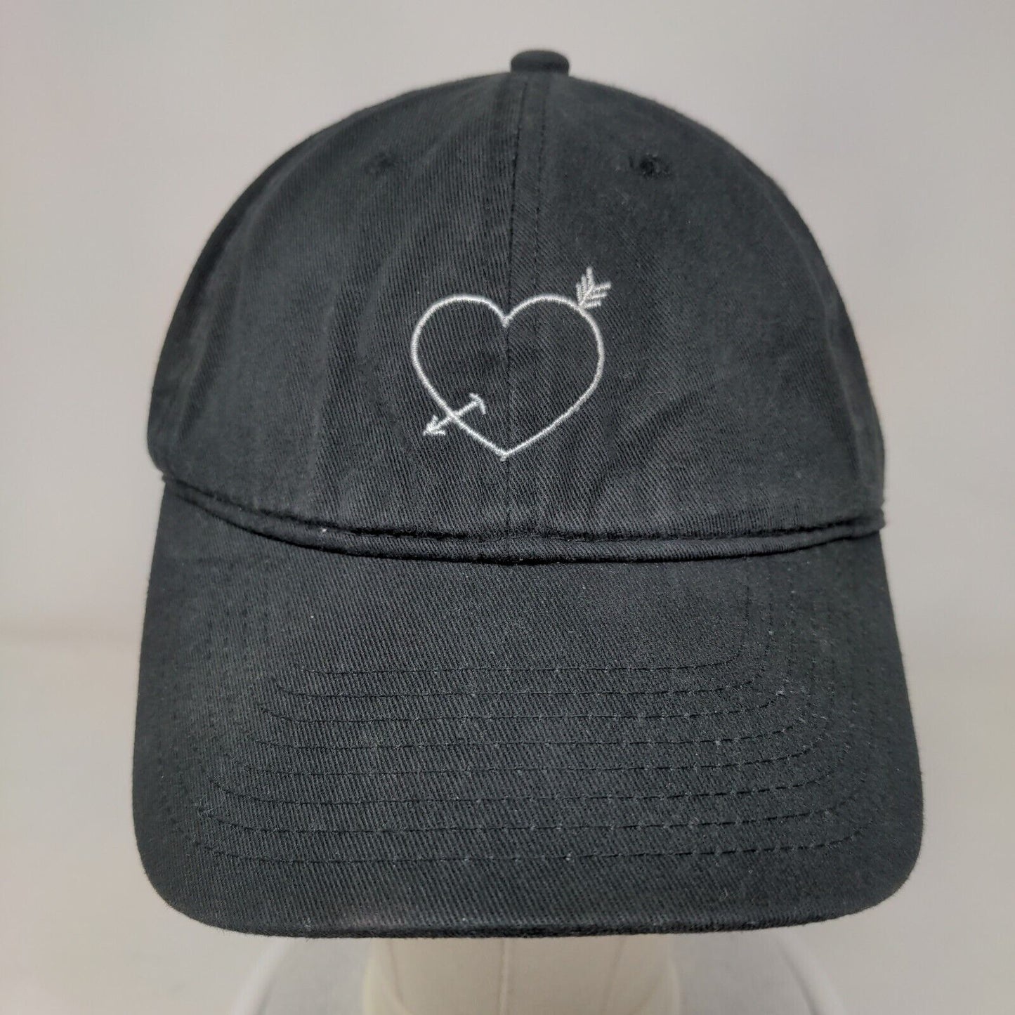 Cupid Arrow Heart Slideback Hat Black One Size Embroidered Adjustable