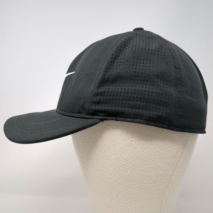 Nike Baseball Cap Black L Swoosh Perforated Mesh Panels Fitted Golf Athletic Hat