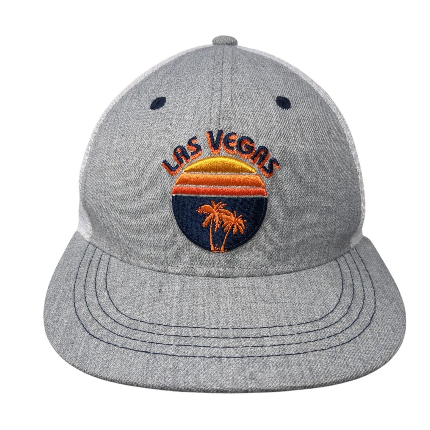 Las Vegas Snapback Trucker Hat Gray OS Adjustable Embroidered Mesh Back Burnies