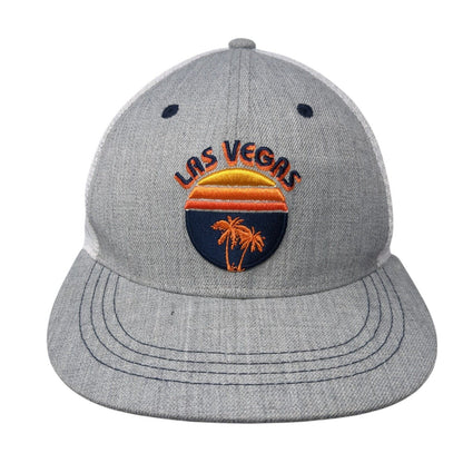 Las Vegas Snapback Trucker Hat Gray OS Adjustable Embroidered Mesh Back Burnies