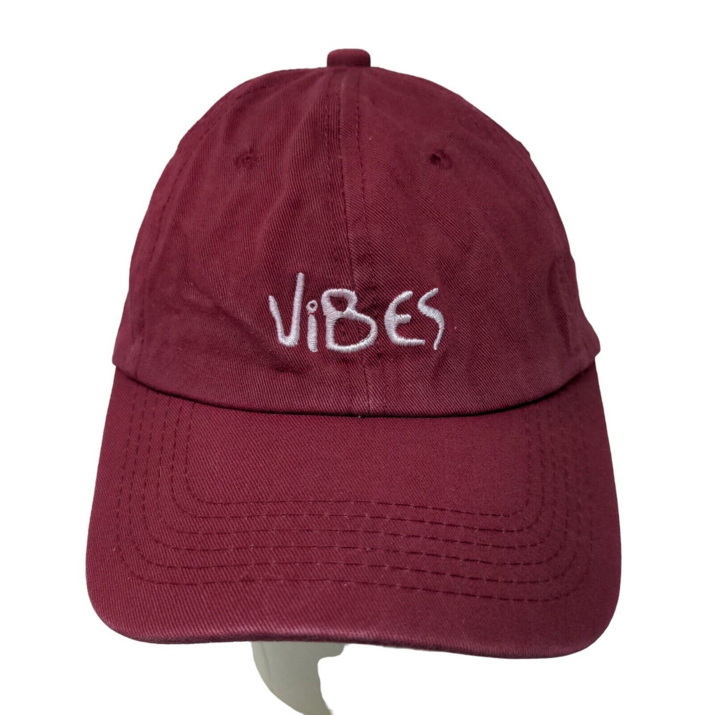 Unbranded Men's Slideback Hat Red Adjustable Embroidered Vibes Logo Cotton